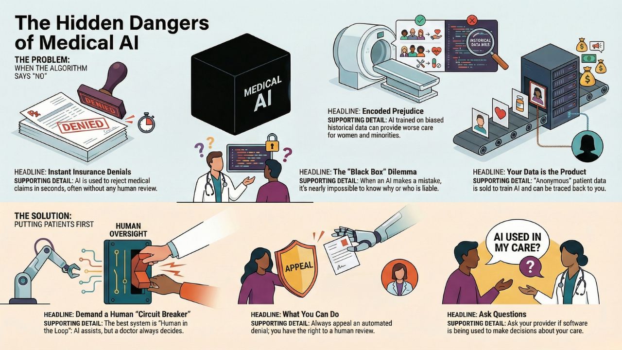 Infographic: The Hidden Dangers of Medical AI - Bias and Privacy Risks