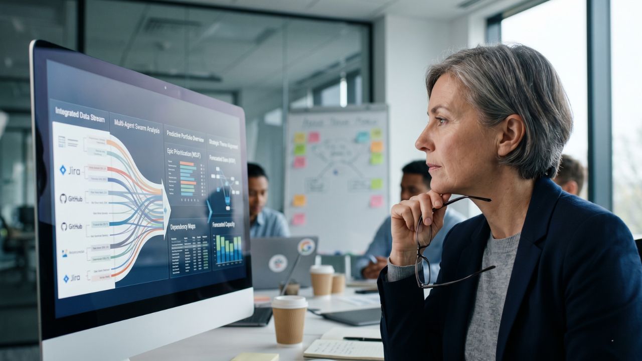 AI in Agile Portfolio Management framework connecting strategy to execution