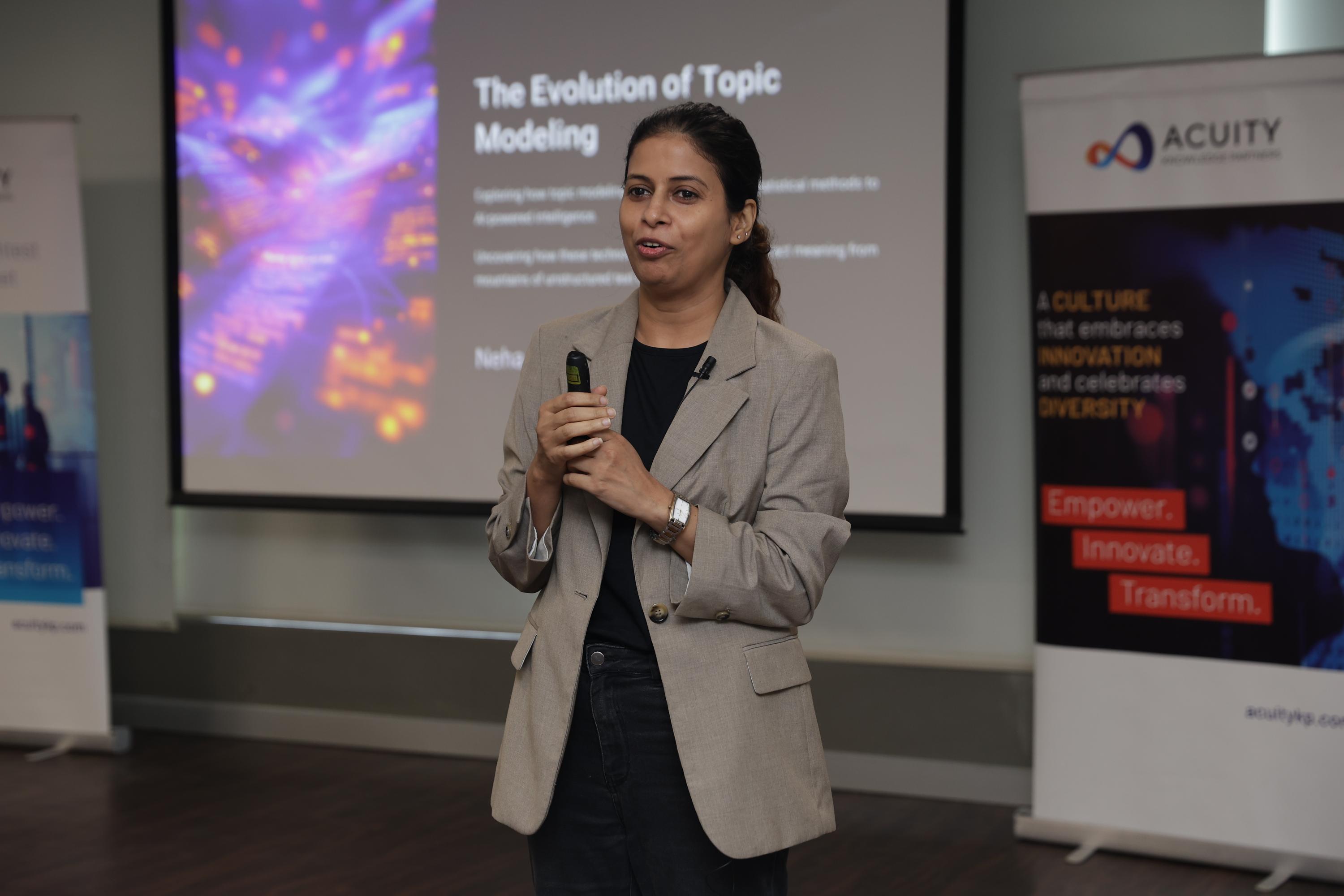 Neha Singh presenting Topic Modelling